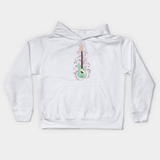 Surf Green P-Style Bass Guitar Flowering Vines Kids Hoodie